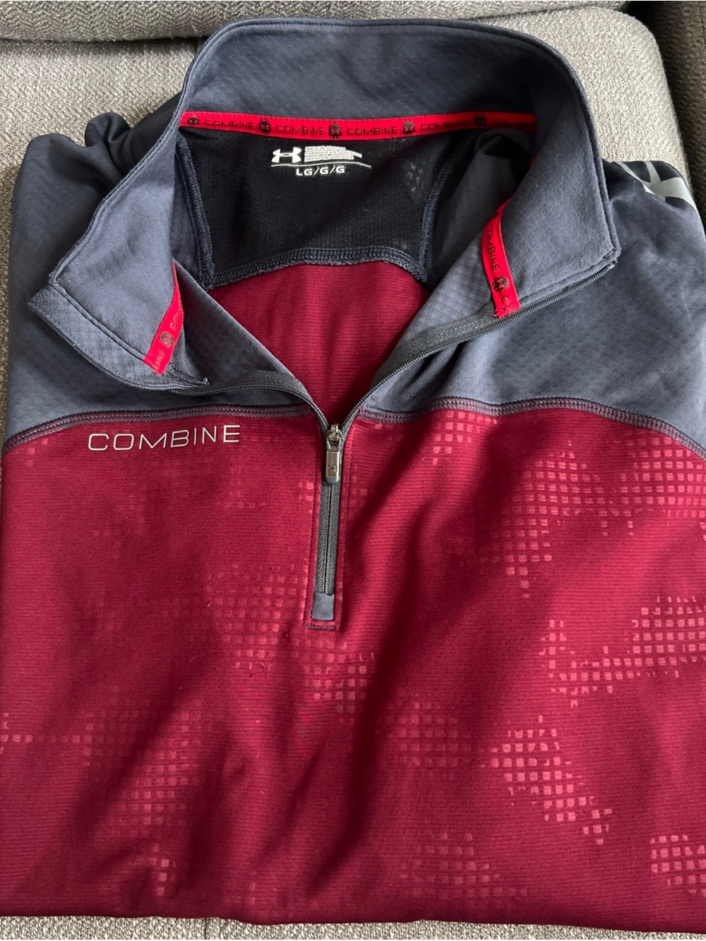 Under Armour Combine 1/4 Zip Loose Fit Large Mens Maroon Performance Athlete